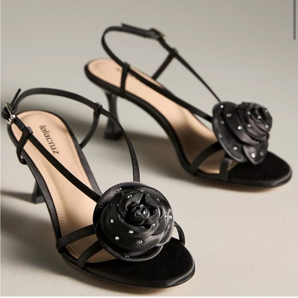 Lola Cruz, Elegant Black Rose Heels